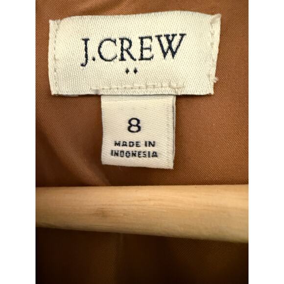 J Crew Carmel Brown Faux-suede drop-waist ruffle Sleeveless mini dress 8 - Picture 2 of 11